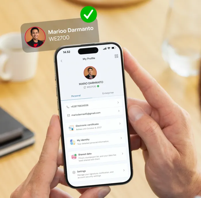 A user showing a verified Privy profile on a phone